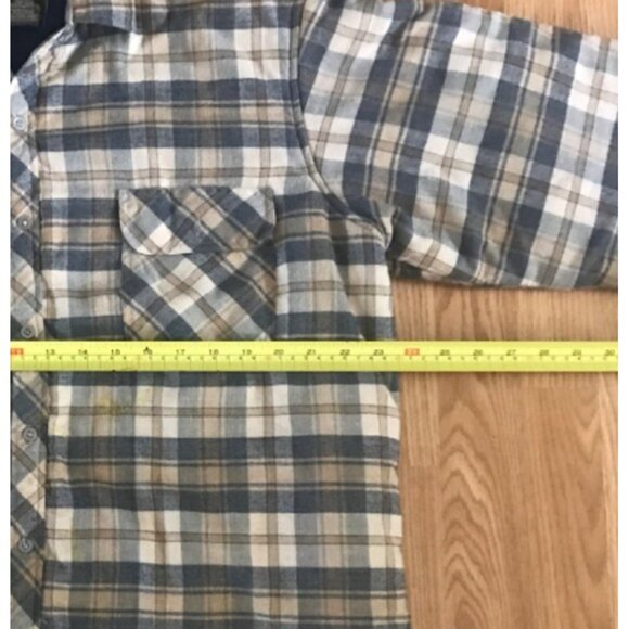 Quilted Flannel Shirt Jacket Plaid Lg Blue Brown Beige Lined VIP Menswear - Picture 6 of 7